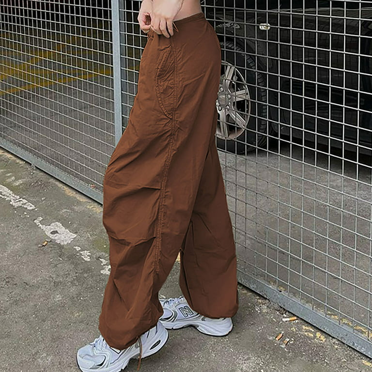Wide Leg Cargo Pants for Women Cute Baggy Streetwear Low Waisted