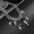 thumbnail image 4 of 2 uds collar de borla de cadena de metal punk oscuro dulce collar con colgante de cruz de hip-hop JM, 4 of 5