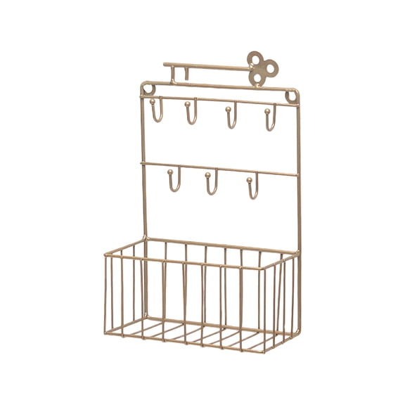 WRISTBIQUE Wall Shelves With Hooks Decorative Organizer Aluminum 1 Set 11x6.9x3.5in