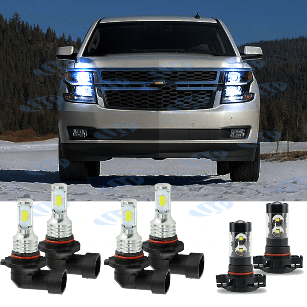 Fog Bulbs for Chevy Suburban Tahoe 2007-2014 9005 H11 5202 LED Headlight Combo 