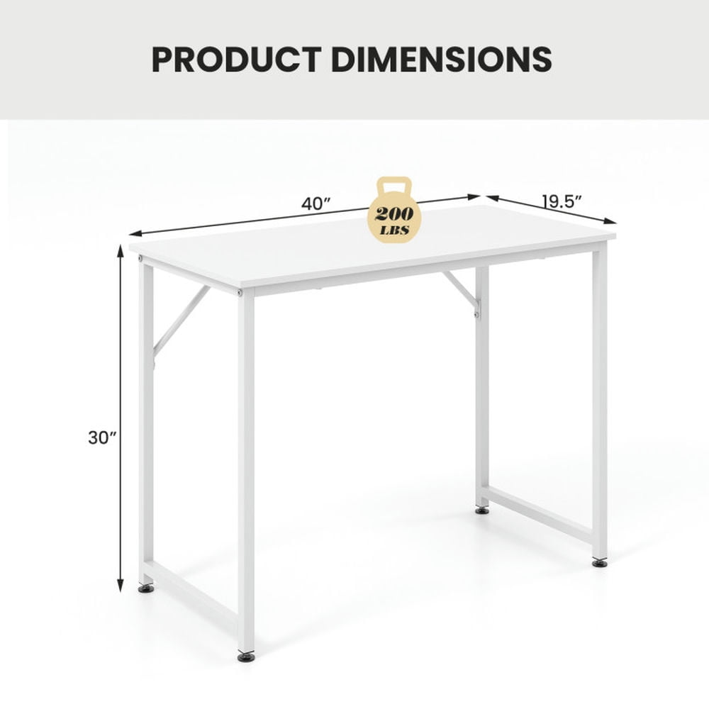 Demi Bonn 40" Small Computer Desk with Heavy-duty Metal Frame, Small Home Office Desk Study Writing Table, White