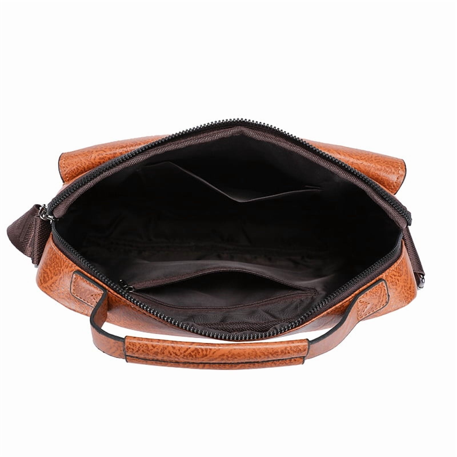 Men'S Leather Handbag Briefcase Large Capacity Cross Messenger Casual Business Tote Square Card Wallets Crossbody Shoulder Bag