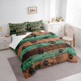 thumbnail image 2 of Homewish Rustic Farmhouse Lodge 7pcs Queen Bedding,Retro Dog Paw Print Bedding Comforter Set Queen,Brown Green,Reversible, 2 of 8