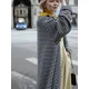 thumbnail image 4 of Chaqueta larga de lana con cordones a cuadros para mujer, abrigo de manga larga con tirantes y botones, cuello vuelto, otoño e invierno, 2024, 4 of 5