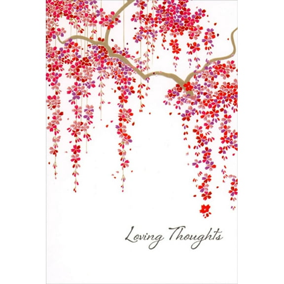 Pictura Hanging Red, Pink and Purple Blossoms : Loving Thoughts Encouragement Card