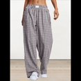 thumbnail image 4 of Pantalones Bóxer de Pijama A Rayas de Cuadros para Mujer, Cómodos y Bonitos con Bolsillos, Conjuntos de Otoño Y2K Negro M, 4 of 9