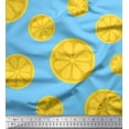 thumbnail image 1 of Soimoi Blue Moss Georgette Fabric Lemon Slice Block Printed Fabric 1 Yard 42 Inch Wide, 1 of 3