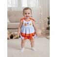 thumbnail image 6 of BemeyourBBs Toddler Baby Girl Halloween Outfit Baby Girls Summer Fall Clothes 2 3 4 5 Years Striped Pumpkin Ghost Ruffle Babydoll Shirt Tank Tops and Shorts 2 Piece Set, 6 of 9