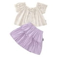 thumbnail image 2 of Placlothes Floral Cotton 2 Piece Cute Tops and Skirt Outfits for Little Girls and Big Girls Summer Fall Sets with Bow Birthday Kids Purple Size 5-6T, 2 of 9