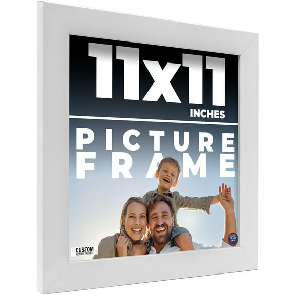 11x11 Frame White Solid Wood Picture Frame Includes UV Acrylic Shatter Guard Front, Acid Free Foam