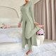 thumbnail image 1 of Pincandy Women's Solid Color Pajama Set - Crew Neck Long Sleeve Top & Pants, Casual & Comfortable for Homewear, 1 of 5