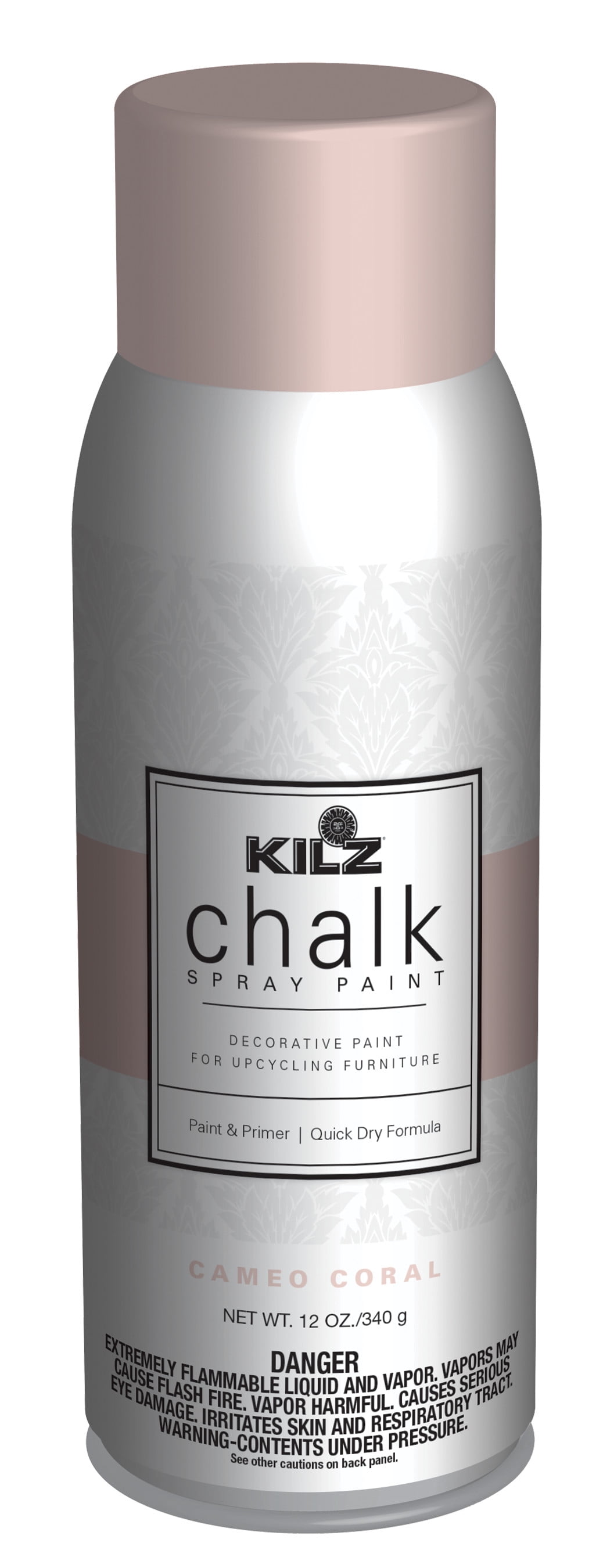 KILZ Chalk Spray Paint, Interior, Ultra Flat, Cameo Coral, 12 Ounces
