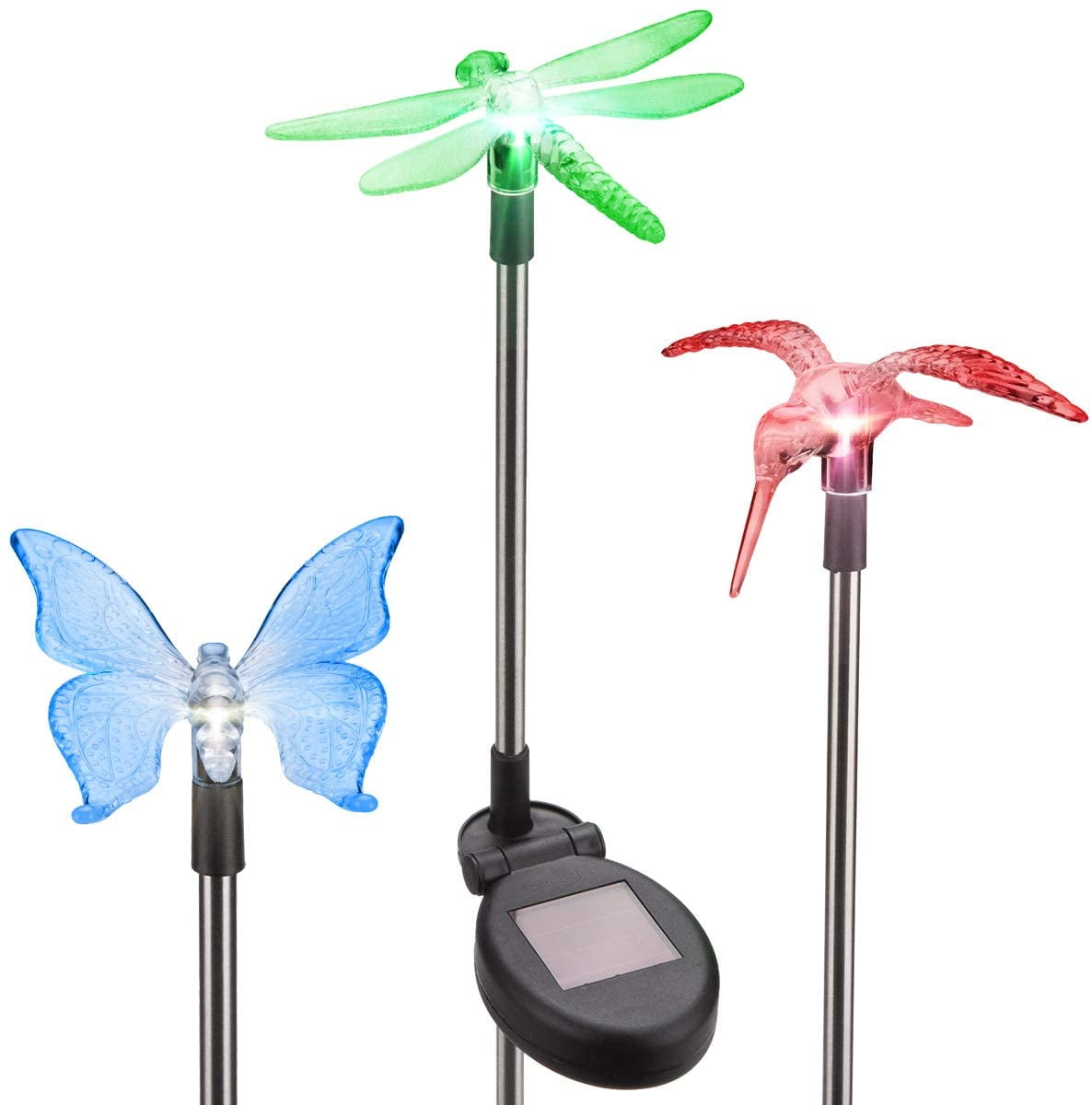 Solar Garden Stake Lights,3 Pack Bird Decorative Light, Solar Garden Lights, Multi-Color Changing LED Solar Landscape Decorative Lights for Patio, Garden, Pathway, Lawn