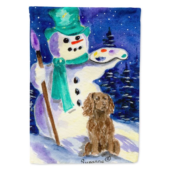 Caroline's Treasures SS1001-FLAG-PARENT Artist Snowman with Boykin Spaniel Flag, , multicolor