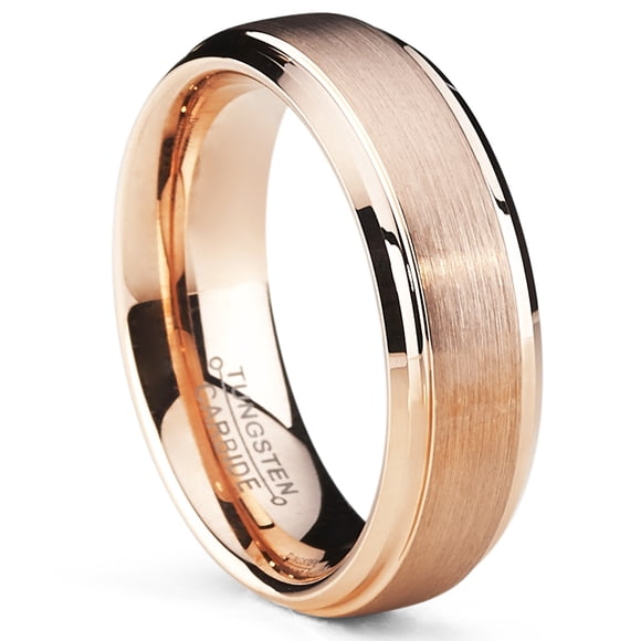 6mm Rose Plated Tungsten Carbide Wedding Band Ring Men's Band comfort fit,
