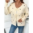 thumbnail image 2 of Craaazy Womens Sweaters Heart-Shaped Pattern V-Neck Cardigan Sweater Bowknot Knit Tops Gifts For Women, 2 of 3