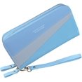 thumbnail image 1 of Cartera con doble cremallera para mujer, cartera de cuero PU para teléfono, regalo grande, 1 of 5