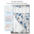 thumbnail image 2 of No Hook Cloth Fabric Shower Curtain with Snap in Liner, Blue Flower Waterproof Shower Curtains Set with See Through Top Window, Watercolor Floral Botanicals Tree Branch Bath Curtains Shower 36"x78", 2 of 6