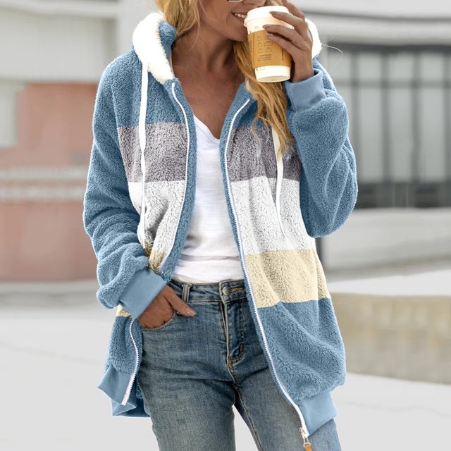 Puntoco Moda Mujer Cremallera Cuello en V Jersey tops Blusa de manga larga con capucha Sudadera Puntoco Puntoco-3494