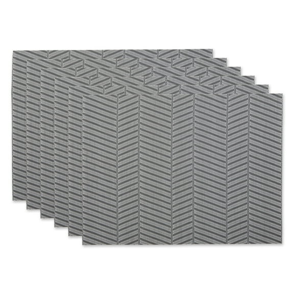 Gray Textured Twill Weave Placemat 6 Piece