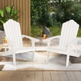 thumbnail image 2 of Patiojoy 2 Pcs Chaise Adirondack Hanches Chaise Adirondack avec Porte-Gobelet Grain de Bois Réaliste Chaise d'Extérieur Résistante aux Intempéries pour Capacité de Poids de 380 Lb Blanc, 2 of 10