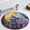 thumbnail image 4 of Wolves in The Moonlight Round Rugs -Washable Non-Slip Small Round Area Rug Throw Soft Circle Rugs for Bedroom, Modern Print Indoor Carpet for Entryway Sofa Living Room, 4 of 7