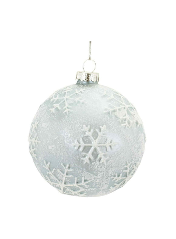 Melrose 12ct Blue Snowflake Christmas Ball Ornaments 4"