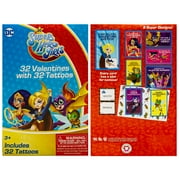 INTERNATIONAL GREETINGS DC Super Hero Girl 32 Count School Valentines Day Illustrated Cards with Matching Stickers or Tattoos