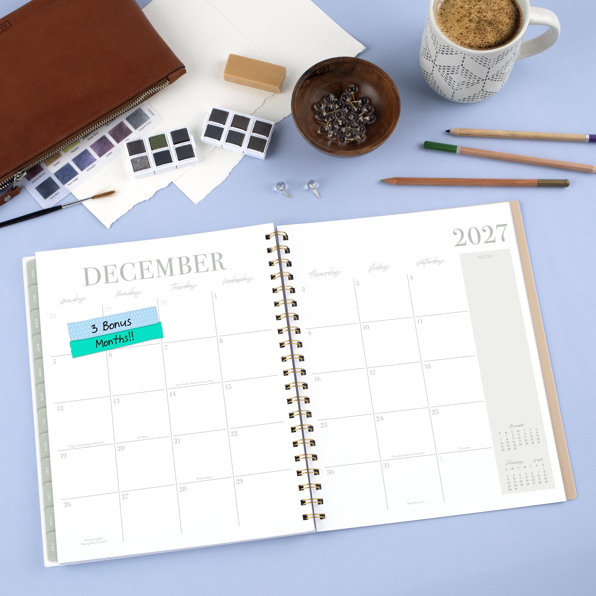 Leah Bisch for Mead Cambridge 2027 Weekly Monthly Planner Peony Garden Large 8
