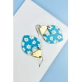 thumbnail image 4 of 2 INCHES IRREGULAR SHAPED COLORFUL FLOWER PATTERN WOOD  HOOK EARRINGS, 4 of 13