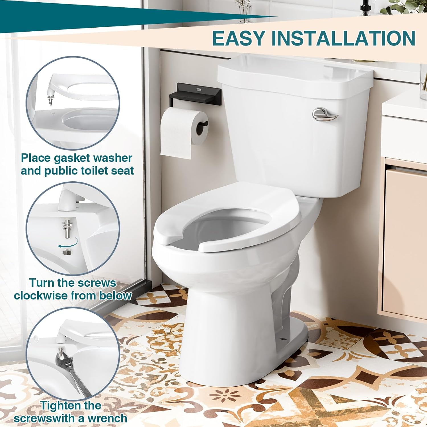 18.5" Elongated Open Front Toilet Seat - Heavy Duty Plastic, Easy Clean & Install, Perfect for Churches, Schools & Hospitals - Durable & Comfortable