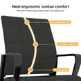 thumbnail image 3 of Modern Office Chair No Wheels, Ergonomic Study Chair with Handrail and Steel Legs, Comfy Home Office Desk Chairs with Ultra Thick Cushion, Black, 3 of 9