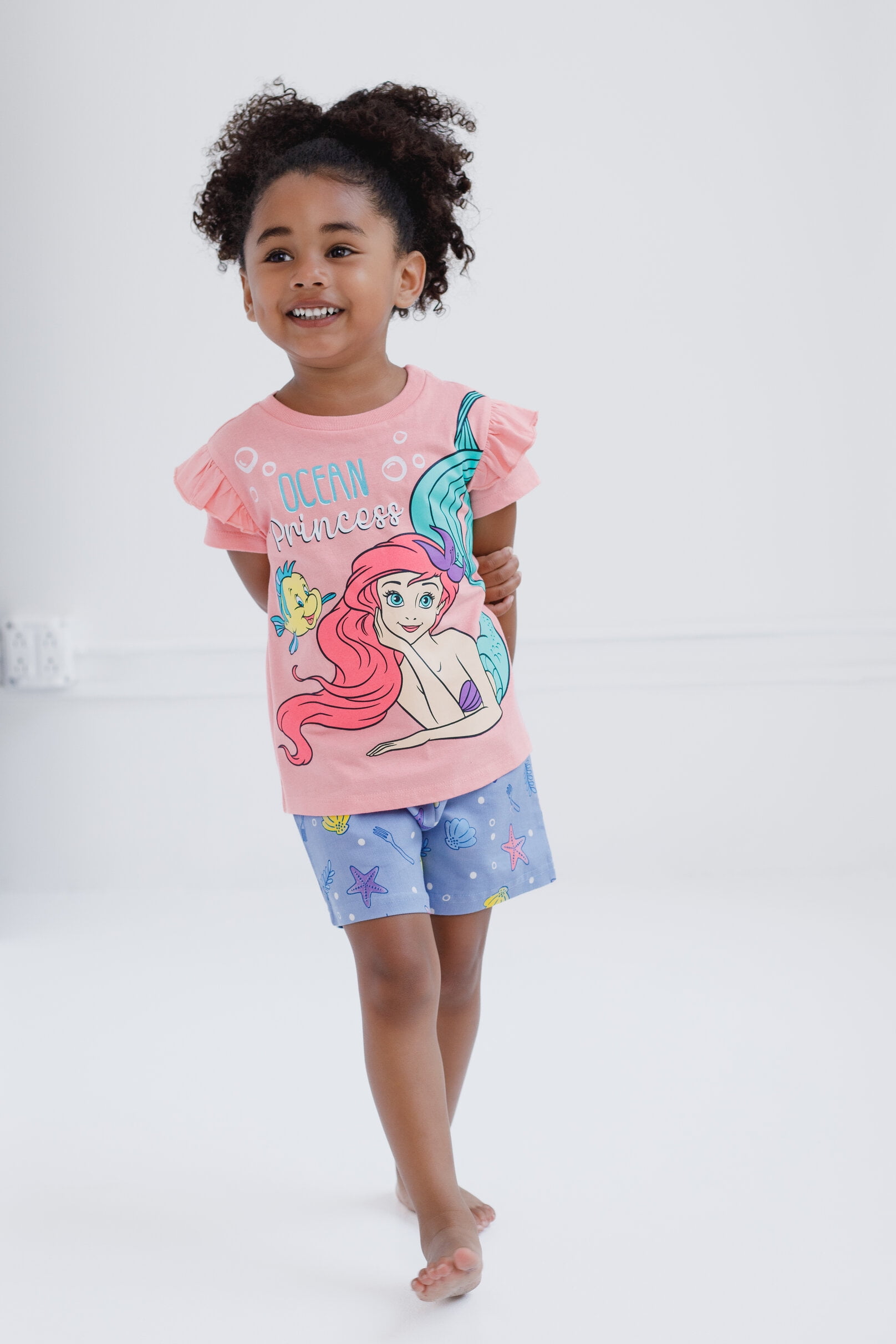 Disney Princess Little Mermaid Ariel T-Shirt and Chambray Shorts Outfit Set Infant to Big Kid