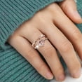 thumbnail image 6 of KDSJSXW Diamond Ring Flower Shape Rose Gold Ring Rhinestone Engagement Ring Wedding Ring Set Flower Rhinestone Ring Set Full Diamond Ring Size 5 10 Silver Wedding Band Women (Rose Gold,10), 6 of 6