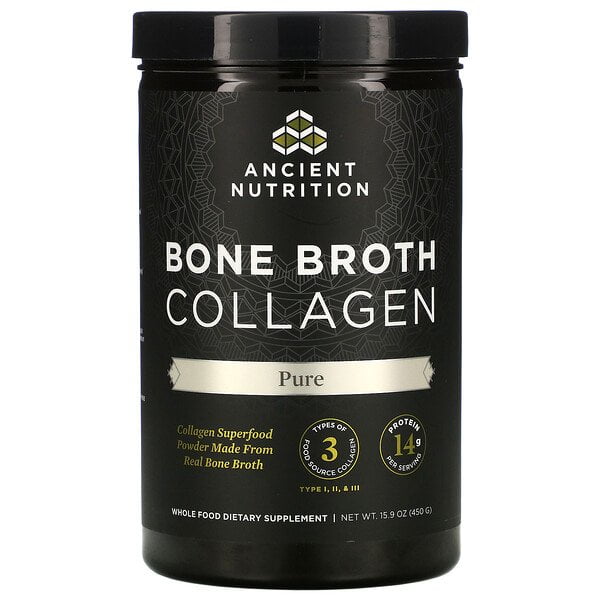 Dr. Axe / Ancient Nutrition, Bone Broth Collagen, Pure, 15.9 oz (450 g