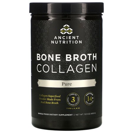 Dr. Axe / Ancient Nutrition  Bone Broth Collagen  Pure  15.9 oz (450 g) Pack of 4