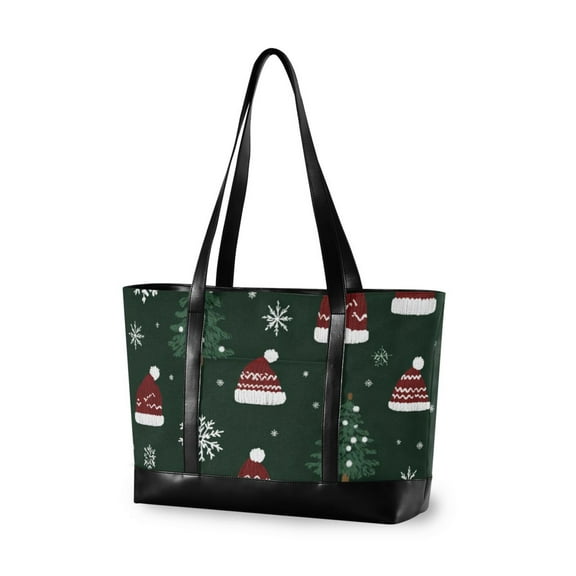 FORMRS Laptop Tote Bag for Women with 15.6" Computer Compartments Handbag, Green Christmas Hats