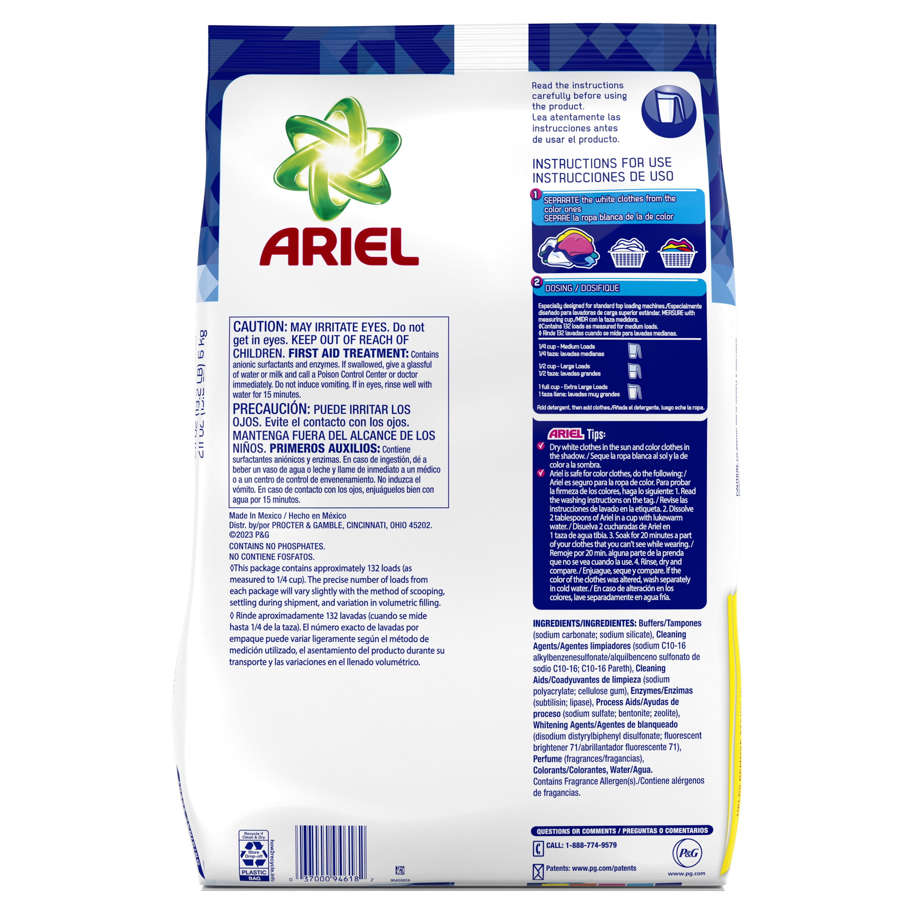 Ariel Detergente en polvo para ropa, original, 88 cargas, 141 onzas