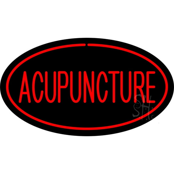 Acupuncture Oval Red LED Neon Sign 13 x 24 - inches, Black Square Cut Acrylic Backing, with Dimmer - Bright and Premium built indoor LED Neon Sign for Defence Force.