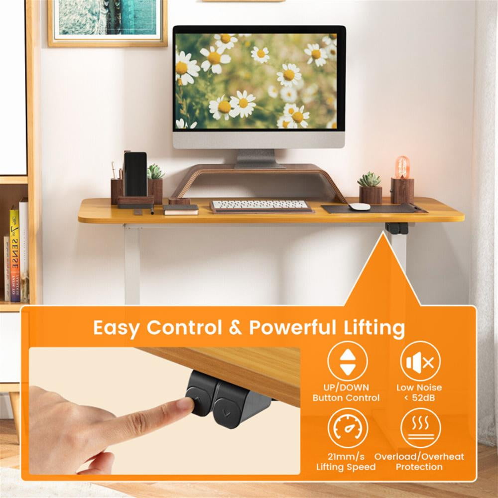 Demi Bonn Electric Standing Desk Adjustable Stand up Computer Desk Anti-collision, Small Home Study Writing Table, Beige