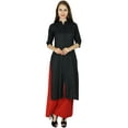 thumbnail image 2 of Bimba Women Button Down Rayon Kurta Kurti 3/4 Sleeve Formal Indian Casual Tunic Top, 2 of 6