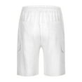 thumbnail image 3 of Bcfgryg Men Spring And Summer Pant Casual All Solid Color Cotton Linen Loose Trouser Fashion Pockets Pant Workout Shorts Men White XL, 3 of 5