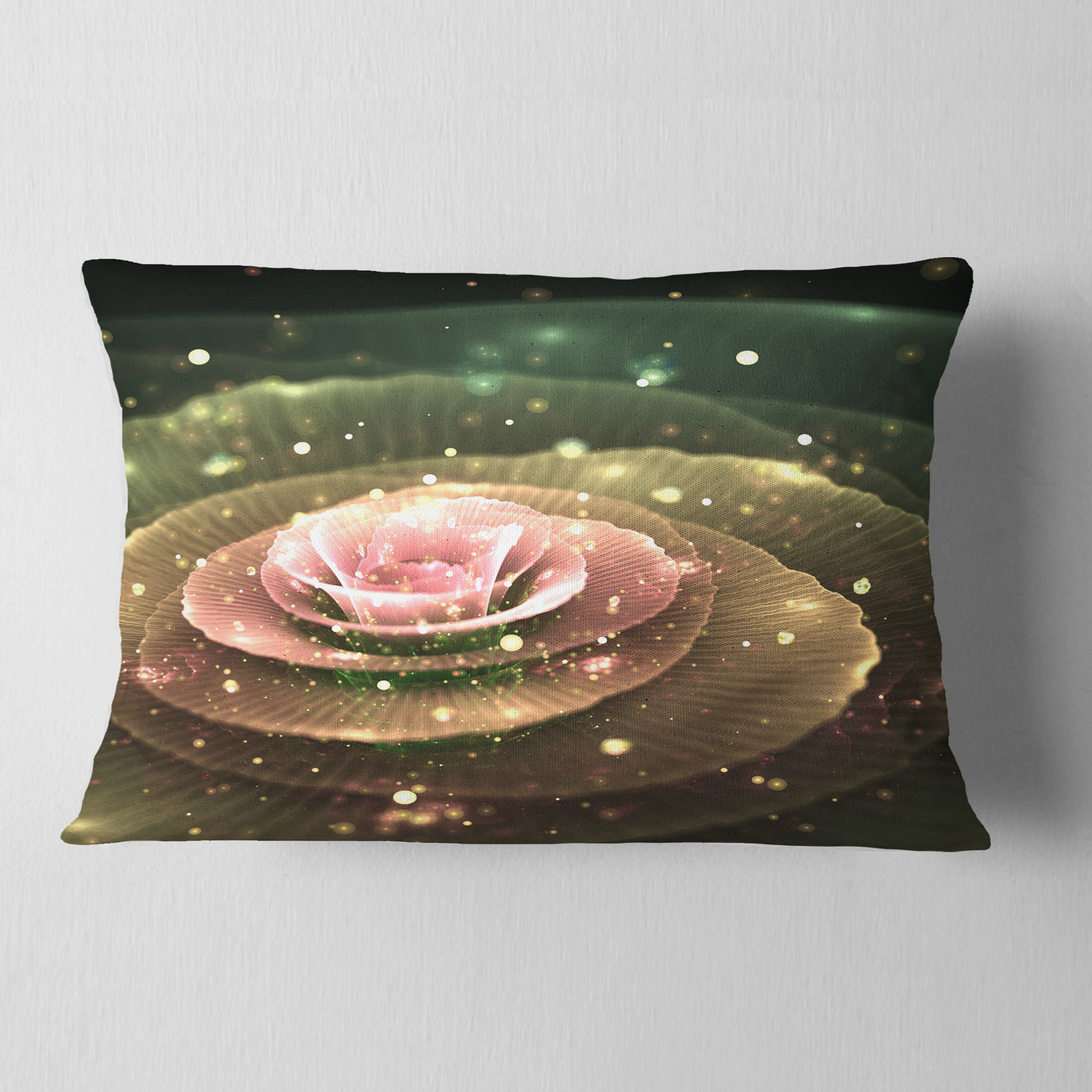 Designart Pink Flower with Water Droplets - Floral Throw Pillow - 12x20