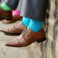 thumbnail image 2 of Solid Color Crew Cotton Dress Socks - Turquoise, 2 of 3