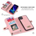 thumbnail image 2 of iPhone 11 6.1" Case, Allytech Vegan Leather Flip Stand Multi-Function Cards Holder Cash Pocket Purse Detachable Back Cover Magnetic Protection Shockproof Case Cover for Apple iPhone 11 6.1",Pink, 2 of 10