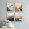 thumbnail image 3 of PixonSign Framed Wall Art Orange & Blue Mountain Landscapes Prints, Set of 4 Abstract Geometric Wall Decor Arts, Forest Wall Décor, Adhesive Canvas Poster, Modern Home Artwork - 8"x10" Natural, 3 of 5