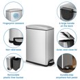 thumbnail image 6 of Innovaze 11.9 Gallon Trash Can, Stainless Steel Step on Slim Kitchen Garbage Can, Silver, 6 of 9
