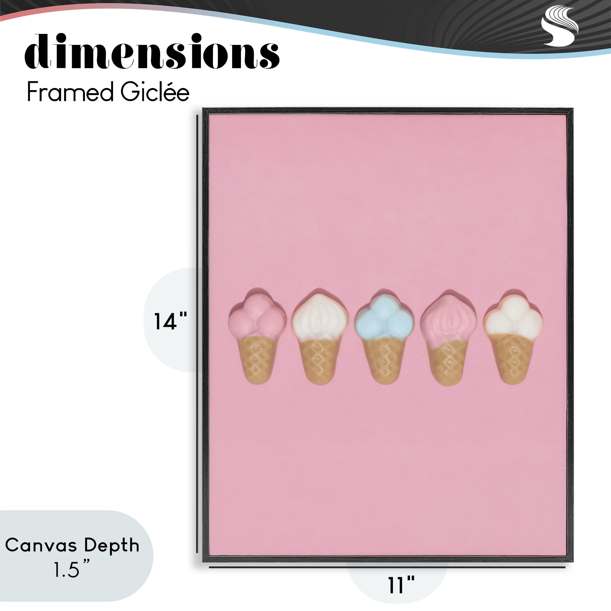Stupell Industries Pink Ice Cream Candy Black Framed Giclee Art, design by LISH Creative