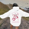 thumbnail image 2 of Fall Oversize Hoodies For Women Cherry Letter Print Long Sleeve Hooded with Pocket Winter Fashion Sweatshirts White, 2 of 5