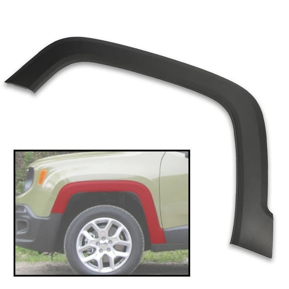 PIT66 1Pcs Wheel Fender Flare Molding Trim Front Fit for 2015-2021 Jeep Renegade Black